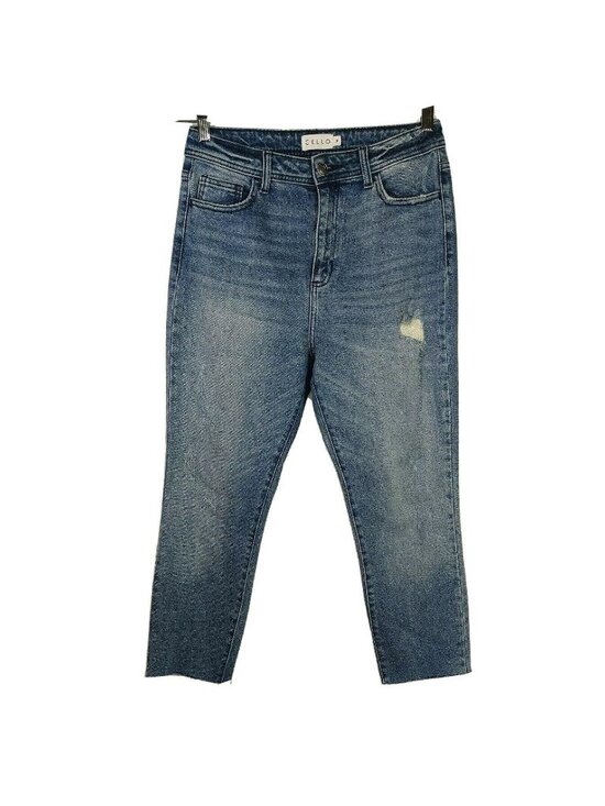 Cello Denim - Cello Ripped Cropped Ankle Jeans Raw Hem Juniors Size 9 Light Wash